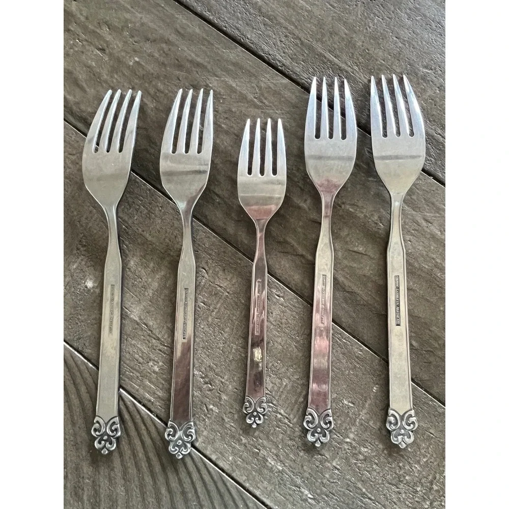 Northland Stainless Japan Brutalist Flatware 5pc Set 4 Dinner Forks 1 Salad Fork
